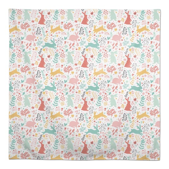 Scandinavian Bunny Pattern 58&#x22; x 58&#x22; Tablecloth